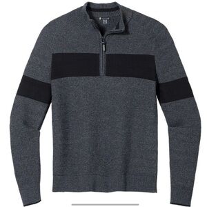 Mens Smartwool Ripple Ridge Stripe Half Zip Sweater Size Large Like NEW
